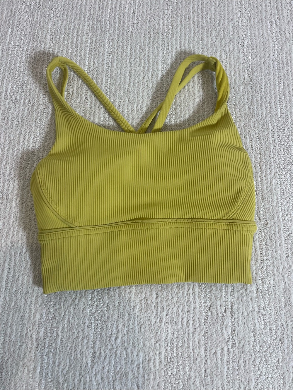 lululemon athletica Ribbed Crossback Sports Bra - Olive Yellow Size 2